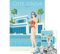 Puzzle de 1000 pièces pour Adolescents Ambiance Estivale sur la Côte d'Azur Jeu de réflexion éducatif et Stimulant Idée Cadeau (Dimensions 75x50cm)