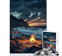 Puzzle de 1000 pièces pour Adolescents Ambiance Plage et soirées Autour du feu de Camp Décoration intérieure Jouet Cadeau Amusant Jeu Pratique pour Partager Un Moment Complice Parent-Enfant 38x26cm