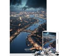 Puzzle de 1000 pièces pour Adolescents Amsterdam Pays-Bas Vue Nocturne Jeu de réflexion pour Les Jeux et Les activités en Famille (38x26cm)