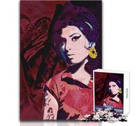 Puzzle de 1000 pièces pour Adolescents Amy Winehouse, Casse-tête Rouge, Jeu Familial d'analyse et de logique, décoration Murale, Dimensions : 38x52cm