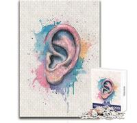 Puzzle de 1000 pièces pour Adolescents - Anatomie de l'oreille à l'aquarelle - Jeu au Design soigné - Idée Cadeau d'anniversaire - Dimensions:38x52cm