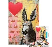 Puzzle de 1000 pièces pour Adolescents Âne Triste avec cœur Saint-Valentin Jeu éducatif et ludique Une véritable œuvre d'art (50x75cm)