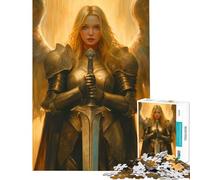 Puzzle de 1000 pièces pour Adolescents Ange Chevalier à la lumière dorée Jeu Familial Amusant à Faire à la Maison améliore la mémoire Convient aux 14 Ans et Plus (38x52cm)