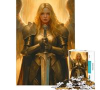 Puzzle de 1000 pièces pour Adolescents Ange Chevalier Lumière Dorée Défi Difficile à Relever Jouet à Faire Soi-même pour Les 14 Ans et Plus (50x75cm)