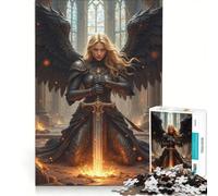 Puzzle de 1000 pièces pour Adolescents Ange Guerrier ailé avec épée dans des ruines Jeu Pratique Assemblage de Motifs Cadeau Unique pour Un Anniversaire ou Noël 50x75cm