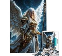 Puzzle de 1000 pièces pour Adolescents Ange Guerrier ailé en Armure dorée Puzzle pour Adultes Jeu Amusant Niveau de difficulté Difficile Cadeau d'anniversaire ou de Noël (Taille 50x75cm)