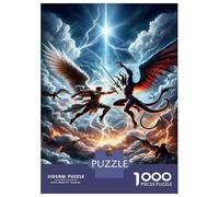 Puzzle De 1000 Pièces pour Adolescents Angel Vs Demon Epic Battle Artwork Puzzle pour Adultes Jouet Décoration Murale Cadeaux pour Femmes Interaction Parent-Enfant 38x26cm/1000pcs
