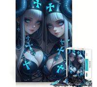 Puzzle de 1000 pièces pour Adolescents Anges Jumeaux avec Croix Jeu d'assemblage précis Défi Mental Jouet Moment de détente et de Divertissement Scène de Noël (50x75cm)