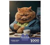 Puzzle De 1000 Pièces pour Adolescents Angry Cat in Office Puzzle Adulte Jeu Manuel Amusant Et Humoristique Interaction Parent-Enfant 38x26cm/1000pcs