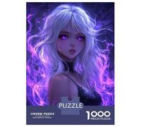 Puzzle De 1000 Pièces pour Adolescents Anime Girl with Purple Flames Puzzles pour Adolescents - Jeu Manuel - Une Œuvre d'art - Cadeaux Uniques pour Un Anniversaire Ou Noël 52x38cm/1000pcs