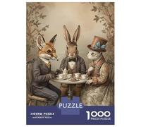 Puzzle De 1000 Pièces pour Adolescents Anthropomorphic Animals Tea Party Puzzle pour Adultes - Jouet Anti-Stress - Améliore La Mémoire - Défi Éducatif 52x38cm/1000pcs