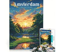 Puzzle de 1000 pièces pour Adolescents Après-midi sereins au Vondelpark, décoration Murale, pour se remémorer des Souvenirs, Cadeau Unique pour Un Anniversaire ou Noël 50x75cm