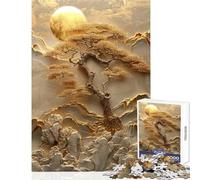 Puzzle de 1000 pièces pour Adolescents Arbre à Feuilles d'or ﹨u Montagnes Jeux familiaux pour s'amuser en Famille Jouets Anti-Stress Améliore l'amour Entre Les Couples (26X38cm)
