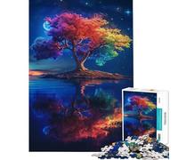 Puzzle de 1000 pièces pour Adolescents Arbre Arc-en-Ciel Cosmique décoration Parfaite pour Un Anniversaire ou Noël Jeu Impossible à partir de 14 Ans (38x26cm)