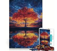 Puzzle de 1000 pièces pour Adolescents Arbre d'automne sous Ciel étoilé Découpe Lisse Jeu de logique Temps de Jeu Relaxant Cadeau d'anniversaire ou Loisir (38x52cm)