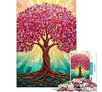 Puzzle de 1000 pièces pour Adolescents Arbre de Vie en vitrail Puzzles pour Adultes Jeux relaxants Amusants et Humoristiques pour Un Anniversaire ou Noël (Taille 38x26cm)