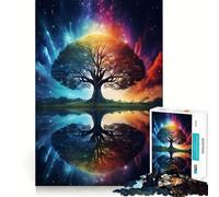 Puzzle de 1000 pièces pour Adolescents Arbre de Vie Galaxie Cosmique Découpe Fine Jeu Cognitif et Amusant pour Passer Le Temps Décoration de Noël pour la Maison (50x75cm)