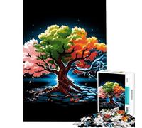 Puzzle de 1000 pièces pour Adolescents Arbre des Quatre Saisons Cadeau d'anniversaire ou de Noël Jeu éducatif et Amusant pour Toute la Famille Convient aux Personnes de 14 Ans et Plus 50x75cm