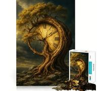 Puzzle de 1000 pièces pour Adolescents Arbre, Horloge, Temps, Nature, Paysage, Découpe précise, Jeu cognitif et Amusant, Loisirs créatifs, Décoration de Noël pour la Maison (50x75cm)