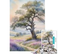 Puzzle de 1000 pièces pour Adolescents Arbre Solitaire dans Un Champ Jeu éducatif et intellectuel pour Un Anniversaire (Dimensions 75x50cm)