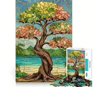 Puzzle de 1000 pièces pour Adolescents, Arbre Tropical, Verre, Bords Nets, Jeu de Concentration, Jeu Lent, Amusant, Cadeau d'anniversaire (50x75cm)