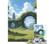 Puzzle de 1000 pièces pour Adolescents Arches de Pierre envahies par la végétation dans Un Paysage verdoyant Jeu Familial Amusant et Humoristique idéal comme Cadeau d'anniversaire (50x75cm)