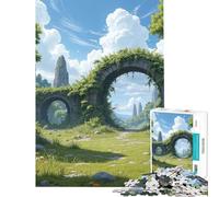 Puzzle de 1000 pièces pour Adolescents Arches de Pierre envahies par la végétation dans Un Paysage verdoyant Puzzle pour Adultes Jeux relaxants amélioration de la mémoire activités ludiques à Faire