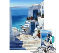 Puzzle de 1000 pièces pour Adolescents Architecture et Paysage Marin des îles grecques Jeu Pratique et Stimulant idées Cadeaux découpe de précision (Taille 38x52cm)