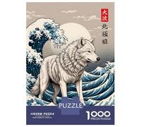 Puzzle De 1000 Pièces pour Adolescents Arctic Wolf Great Wave Puzzle Anti-Stress, Amusant Et Original, Cadeau Unique pour Un Anniversaire Ou Noël 52x38cm/1000pcs