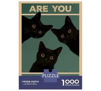 Puzzle De 1000 Pièces pour Adolescents are You Pooping Black Cats Poster Puzzles pour Adultes Vacances À La Maison Tuer Le Temps Chaque Pièce Est Unique pour Les Jeux 70x50cm/1000pcs