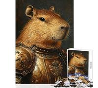Puzzle de 1000 pièces pour Adolescents Armure de Chevalier Capybara Jeu de Manipulation pour Les Jeux et Les Anniversaires (50x75cm)