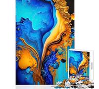 Puzzle de 1000 pièces pour Adolescents Art Abstrait Bleu et Or décoration intérieure Jouet Cadeau d'anniversaire Jeu Impossible pour Un Anniversaire ou Noël Dimensions 38x52cm
