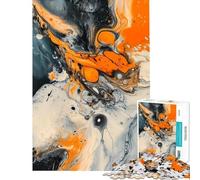 Puzzle de 1000 pièces pour Adolescents Art Abstrait Orange activités Amusantes à la Maison Jeu de Course de Vitesse Manuelle pour Les 14 Ans et Plus (38x52cm)