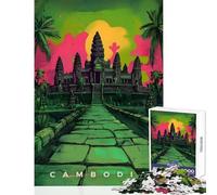 Puzzle de 1000 pièces pour Adolescents Art de Propagande cambodgien Jeu éducatif Jouet d'apprentissage décoration Murale Entraînez Votre Cerveau et Votre dextérité (38x26cm)