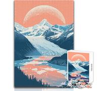 Puzzle de 1000 pièces pour Adolescents - Art des Glaciers d'Alaska - Jeu éducatif Familial d'analyse et de logique - Dimensions : 38x52cm