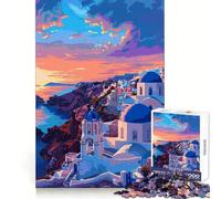 Puzzle de 1000 pièces pour Adolescents,Art Grec de Santorin,Style rétro,découpe précise,Jeu de réflexion,Loisirs et Divertissement,décoration de Noël (50x75cm)