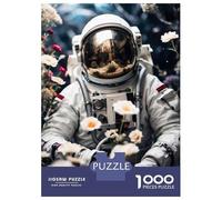 Puzzle De 1000 Pièces pour Adolescents Astronaut and Flowers Puzzles pour Adolescents Jeux De Détente Difficulté Difficile Cadeaux pour Les Amis Et La Famille 52x38cm/1000pcs