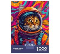 Puzzle De 1000 Pièces pour Adolescents Astronaut Cat Space Animal Puzzles pour Adolescents - Jeu Manuel - Une Œuvre d'art - Cadeaux Uniques pour Un Anniversaire Ou Noël 70x50cm/1000pcs