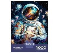 Puzzle De 1000 Pièces pour Adolescents Astronaut in Space with Jellyfish Puzzles pour Adultes, Jeu De Réflexion, Cadeau D'assemblage De Motifs pour Les Amis Et La Famille 52x38cm/1000pcs
