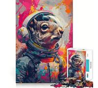 Puzzle de 1000 pièces pour Adolescents,Astronaute,écureuil de l'espace,découpe soignée,Jeu cognitif,Jouet pour Passer Le Temps,Cadeau apaisant de Noël (38x26cm)