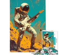 Puzzle de 1000 pièces pour Adolescents Astronaute Guitare Musique Milieu du siècle Stimule Le Cerveau Défi Difficile Jeu Familial Convient aux 14 Ans et Plus (38x26cm)