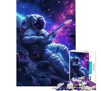 Puzzle de 1000 pièces pour Adolescents Astronaute Guitariste dans l'espace Jeu Difficile et Stimulant idéal pour Les familles à partir de 14 Ans (38x52cm)