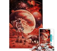 Puzzle de 1000 pièces pour Adolescents Astronaute Marchant Extraterrestre et Dinosaure Puzzles pour Adultes Jeux de détente Cadeau d'anniversaire Difficile et Stimulant (Taille 38x26cm)