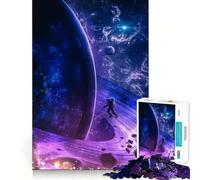 Puzzle de 1000 pièces pour Adolescents Astronaute sur Une planète à Anneaux dans l'espace Découpe Lisse Jeu de logique pour Un Moment de détente pour Un Anniversaire ou Un Loisir 50x75cm