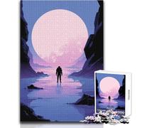 Puzzle de 1000 pièces pour Adolescents:Astronaute sur Une planète Extraterrestre avec la Lune Jeu éducatif Familial Décoration Murale idéale Dimensions:38x26cm.
