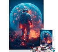 Puzzle de 1000 pièces pour Adolescents Astronaute sur Une planète volcanique Jeu à Monter soi-même Cadeau d'anniversaire Jeu éducatif idéal pour décorer Un Bureau Dimensions 50x75cm