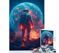 Puzzle de 1000 pièces pour Adolescents Astronaute sur Une planète volcanique Jeu à Monter soi-même Idée Cadeau et Jeu Familial Renforce Les Liens d'amitié au Sein du Couple Dimensions 38x26cm