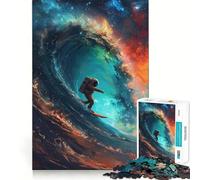 Puzzle de 1000 pièces pour Adolescents Astronaute Surfant dans l'espace Jeu de logique et de découpe Lisse Idéal pour se détendre et Passer Un Moment agréable Cadeau d'anniversaire ou de Loisir