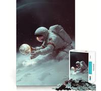 Puzzle de 1000 pièces pour Adolescents Astronaute Tenant la Lune Découpe Lisse Jeu de logique Temps de Jeu Relaxant Cadeau d'anniversaire ou Loisir (38x52cm)