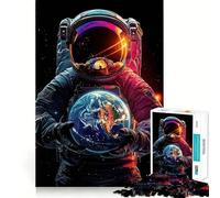 Puzzle de 1000 pièces pour Adolescents Astronaute Tenant la Terre,Art épuré,Jeu créatif,Jouet Relaxant,Cadeau Artistique de Noël (38x52cm)
